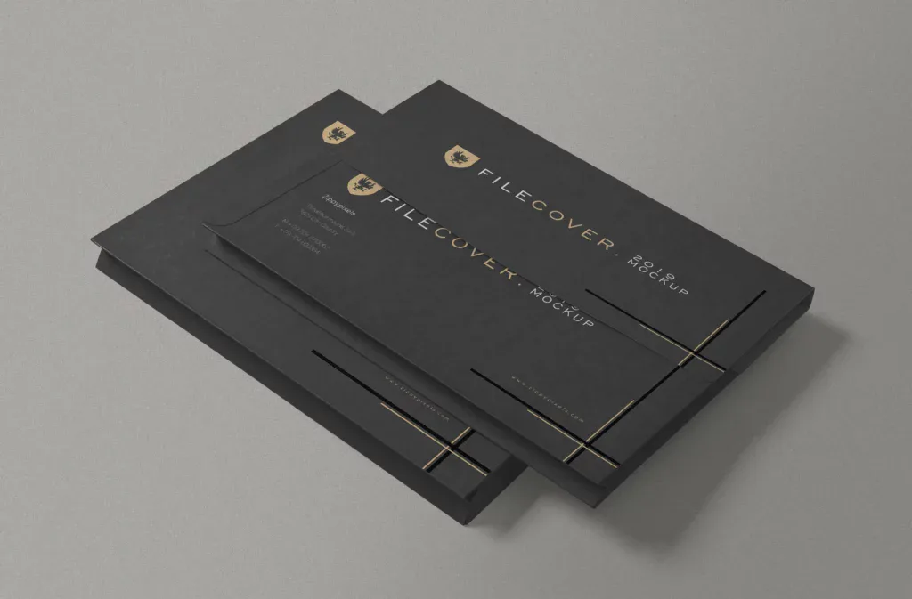 pochette à rabats personnalisée avec le nom de l'entreprise