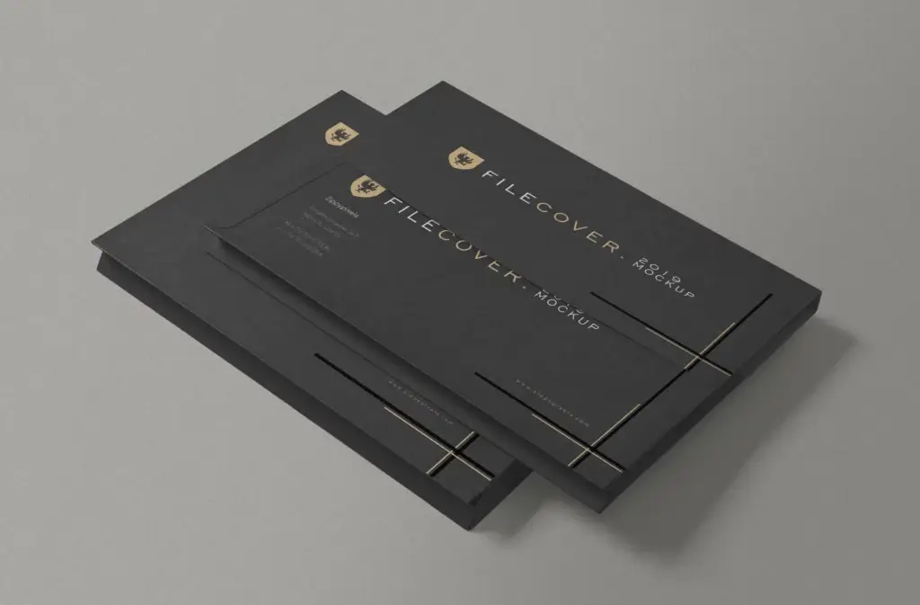 pochette à rabats personnalisée avec le nom de l'entreprise