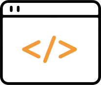 icone de site sur mesure codé de source représentant la création de site web e-commerce, vitrine et refonte