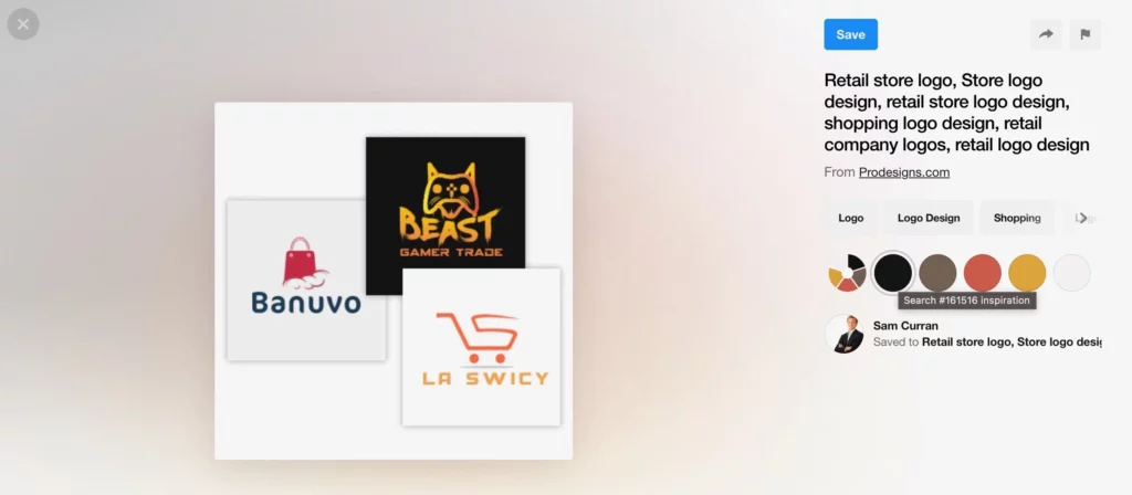 Site de design de logo on vois des modèles de logo, des couleurs