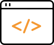 icone de site sur mesure codé de source représentant la création de site web e-commerce, vitrine et refonte